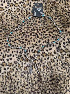 Shyanne Silver and Turquoise Feather Pendant Necklace and earrings